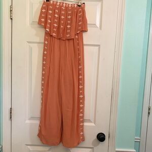 Sincerely Jules Orange and White Casual Strapless Jumpsuit Size XS